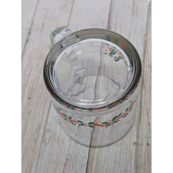 Vintage Libbey Christmas Glass Mug Holly, Gold Trim Set of 2 Holiday - Picture 8 of 8